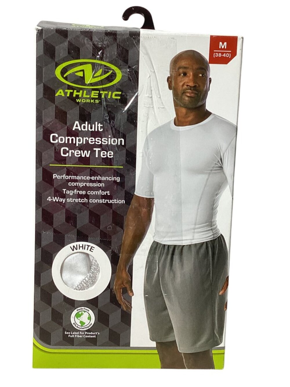 Athletic Works: White Adult Compression Crewneck Tee, Size Medium (38-40)